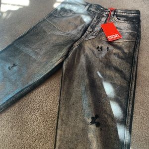 Diesel Alys-J Metallic Effect Straight Leg Jeans size 12y or womans s